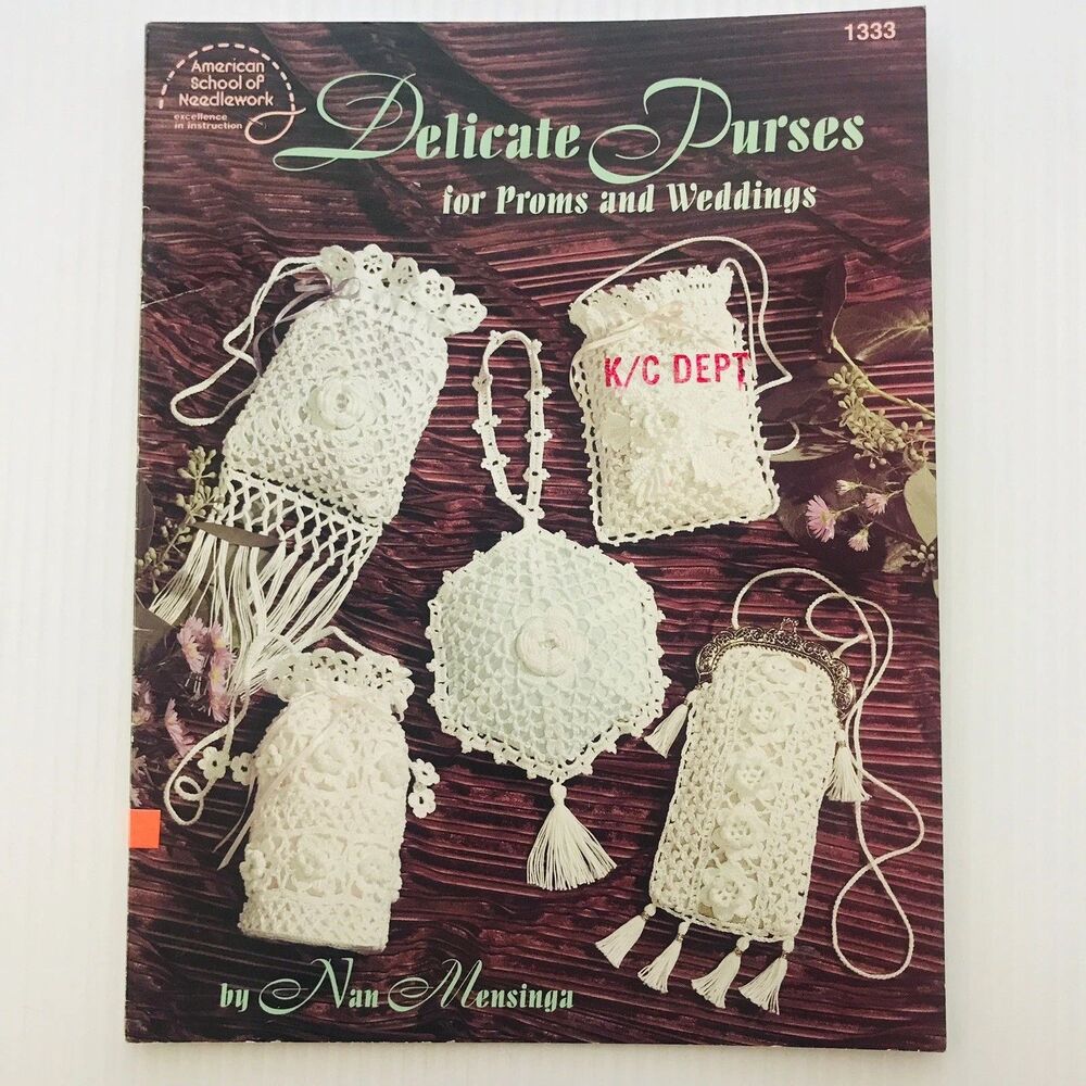 Delicate Purses Irish Crochet Thread Pattern Booklet Wedding Prom Nan Mensinga